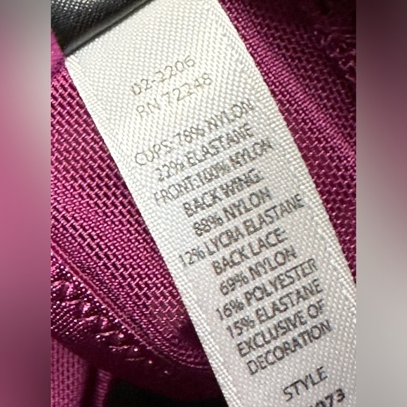 BRA FELINA 32DD Plum Plunge Underwire Silky Lace Detail Light Pad 225073 3451 PS - Picture 8 of 10